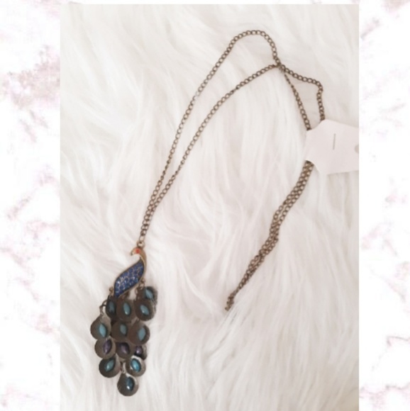 Vintage Rhinestone Peacock Pendant Necklace - Picture 6 of 6